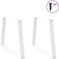 Berkfield Home Modern Dining Table Legs V-Shape 2 pcs White 90x(72-73.3) cm Steel