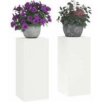 Berkfield Home Outdoor Plant Stands set of 2 in white, 24x24x55 cm, Steel in White | Size: 24 x 24 x 55 cm