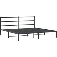 Berkfield Home Metal Bed Frame without Mattress with Headboard Black 180x200cm | Size: Super King