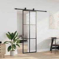 Berkfield Home Sliding Door with Hardware Set Black 76x205 cm ESG Glass