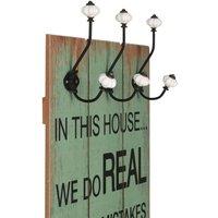 Berkfield Home Wall-mounted Coat Rack with 6 Hooks 120x40 cm HAPPY LOVE