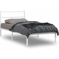 Berkfield Home Metal Bed Frame without Mattress with Headboard White 100x200cm | Size: 100x200 cm