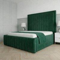 Living Comfort Bedz Sovereign Upholstered Gas Lift Storage Bed with 48 Inch Headboard in Green | Size: Super King