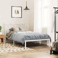 Berkfield Home Metal Bed Frame without Mattress with Headboard White 100x190cm | Size: 100x190 cm