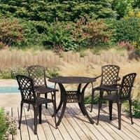 Berkfield Home 5 Piece Bistro Set Cast Aluminium Bronze in Brown
