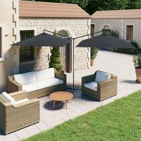 Berkfield Home Double Garden Parasol with Steel Pole Anthracite 600x300 cm in Black