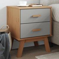 Berkfield Home Bedside Cabinet OLDEN Grey & Brown Solid Wood Pine