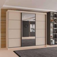 Sliding Wardrobes 4U Modern 3 Door Sliding Wardrobe-Bedroom cabinet 250cm x 217cm in Off-White | Size: 250 cm x 217 cm