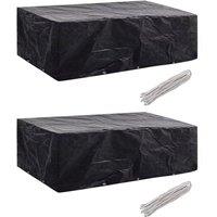 Berkfield Home Garden Furniture Covers 2pcs 8 Person Poly Rattan 300x140 cm in Black