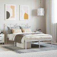 Berkfield Home Metal Bed Frame with Headboard White 120x190 cm Small Double