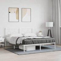 Berkfield Home Metal Bed Frame without Mattress with Headboard White 160x200cm | Size: 160x200 cm