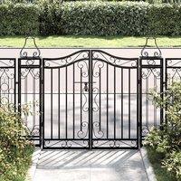 Berkfield Home Garden Gate Black 121x8x100 cm Wrought Iron | Size: 121 x 8 x 100 cm