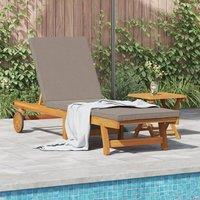 Berkfield Home Wheeled Sun Lounger with Table & Cushion - Solid Acacia Wood in Brown