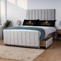 UK Bed Furniture Hampton Divan Bed Base with 26 Inch Headboard - No Storage in Silver | Size: Single