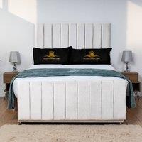 UK Bed Furniture Hampton Divan Bed Base with 26 Inch Headboard - No Storage in White | Size: Single
