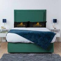 UK Bed Furniture Ascot Divan Bed Base with 26 Inch Headboard - No Storage in Green | Size: King