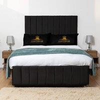 UK Bed Furniture Falcon Divan Bed Base with 26 Inch Headboard - No Storage in Black | Size: Single