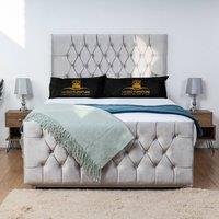 UK Bed Furniture Jublie Divan Bed Base with 26 Inch Headboard - No Storage in Silver | Size: Single