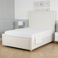 Living Comfort Bedz Verona Upholstered Gas Lift Storage Bed Frame with 48 Inch Headboard in White | Size: Super King