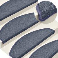 Berkfield Home Carpet Stair Treads 15 pcs Dark Grey & Blue 65x24x4 cm | Size: Medium