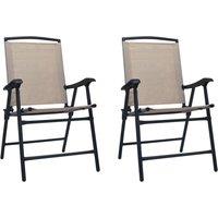 Berkfield Home Folding Garden Chairs 2 pcs Texilene Taupe in Beige