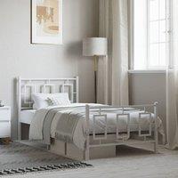 Berkfield Home Metal Bed Frame without Mattress with Footboard White 90x200cm | Size: 90x200 cm
