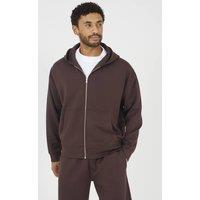Brave Soul Men's Relaxed Fit Zip Through Hoodie in Brown | Size: Large