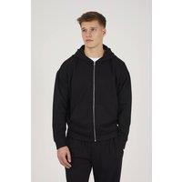 Brave Soul Men's Relaxed Fit Zip Through Hoodie in Black | Size: XL