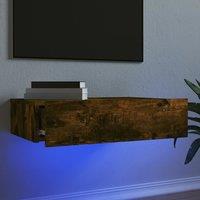 Berkfield Home TV Cabinet with LED Lights Smoked Oak 60x35x15.5 cm in Brown