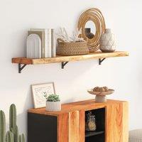 Berkfield Home Wall Shelf 110x20x3.8 cm Rectangular Solid Wood Acacia Live Edge in Brown