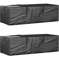 Berkfield Home Garden Cushion Storage Bags 2 pcs Black 135x40x55 cm Polyethylene | Size: 135 x 40 x 55 cm