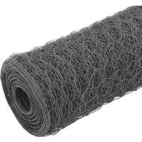 Berkfield Home Chicken Wire Fence Steel with PVC Coating 25x1 m Grey