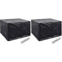 Berkfield Home Garden Furniture Covers 2 pcs 8 Eyelets 135x135x90 cm in Black | Size: 135 x 135 x 90 cm