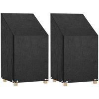 Berkfield Home Garden Chair Covers 2 pcs 8 Eyelets 65x65x80/120 cm Polyethylene in Black