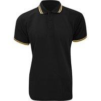 Kustom Kit Men's Tipped Piqu Short Sleeve Polo Shirt in True Black | Size: Large