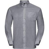 Russell Men's Collection Long Sleeve Easy Care Oxford Shirt in Silver | Size: 16.5 in