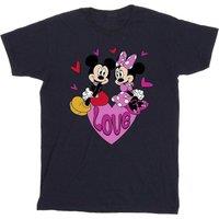 Disney Men's Love Mickey & Minnie Mouse Hearts Cotton T-Shirt in Navy | Size: 2XL