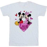 Disney Men's Love Mickey & Minnie Mouse Hearts Cotton T-Shirt in White | Size: 4XL