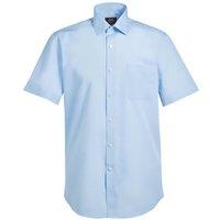 Brook Taverner Men's Rosello Poplin Short-Sleeved Formal Shirt in Blue | Size: 16.5 in