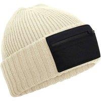 Beechfield Men's Zip Patch Beanie in Cream