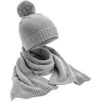 Beechfield Men's Knitted Scarf & Beanie Set in Light Grey