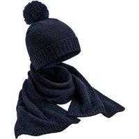 Beechfield Men's Knitted Scarf & Beanie Set in True Black