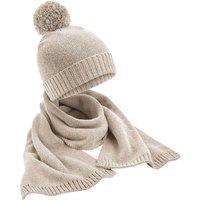 Beechfield Men's Knitted Scarf & Beanie Set in Medium Beige