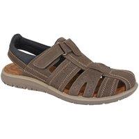 Roamers Men's Leather Touch Fastening Sandals in Brown | Size: 11