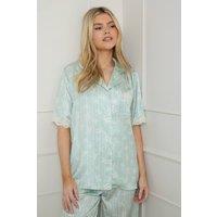 Oasis Women's Sage Bows Lace Trim Nightwear Trouser Set | Size: Medium