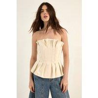 NastyGal Women's Tailored Pleated Strapless Top in Ivory | Size: 10