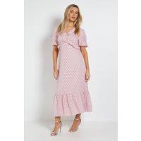 Dorothy Perkins Women's DP Luxe Ruffle Detail Waist Chiffon Maxi Dress in Blush | Size: 18