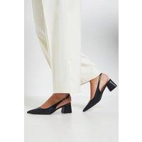Dorothy Perkins Women's Patricia Faux Leather Slingback Medium Block Heel Court Shoes in Black | Size: 5