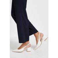 Dorothy Perkins Women's Patricia Faux Leather Slingback Medium Block Heel Court Shoes in White | Size: 5