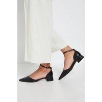 Dorothy Perkins Women's Bennie Faux Leather Pointed Low Block Heel Court Shoes in Black | Size: 4
